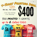 100 T-shirts - 1-2 colors logo - 1 Print